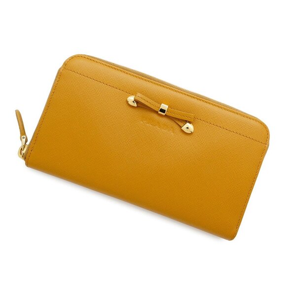 PRADA Orange Leather Saffiano Wallet - Picture 1 of 15
